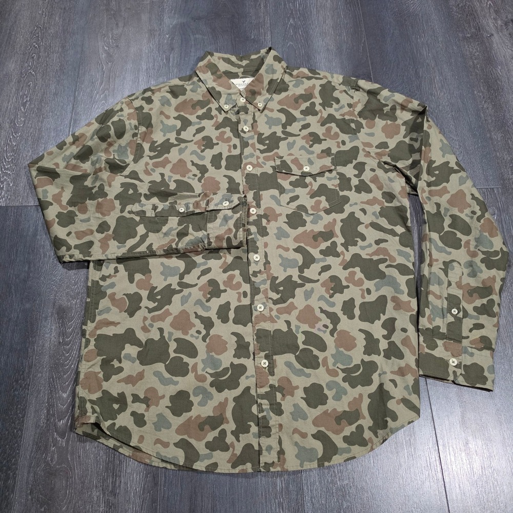 American Eagle Camo‎ Shirt Men L Seriously Soft Classic Fit Duck Hunter Green